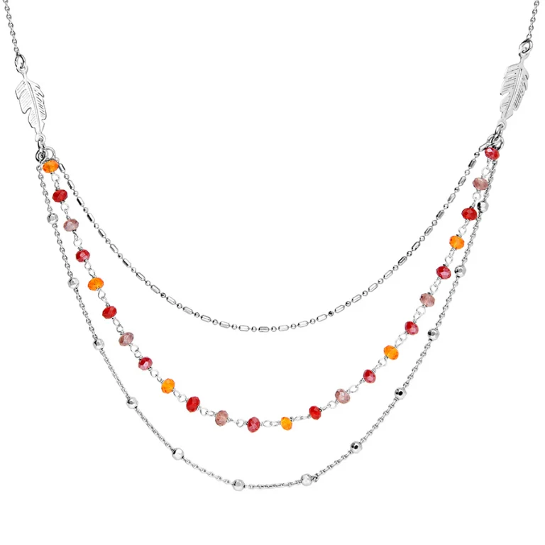 Collier plume 3 rangs oxydes dégradés violets – Argent 925 rhodié | Azuline