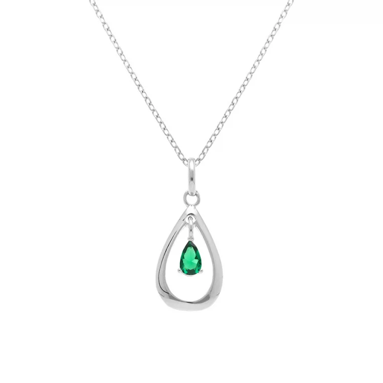 Collier goutte ovale oxydes verts – Argent 925 rhodié | Azuline