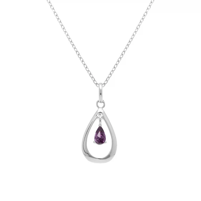 Collier goutte ovale oxydes violets – Argent 925 rhodié | Azuline