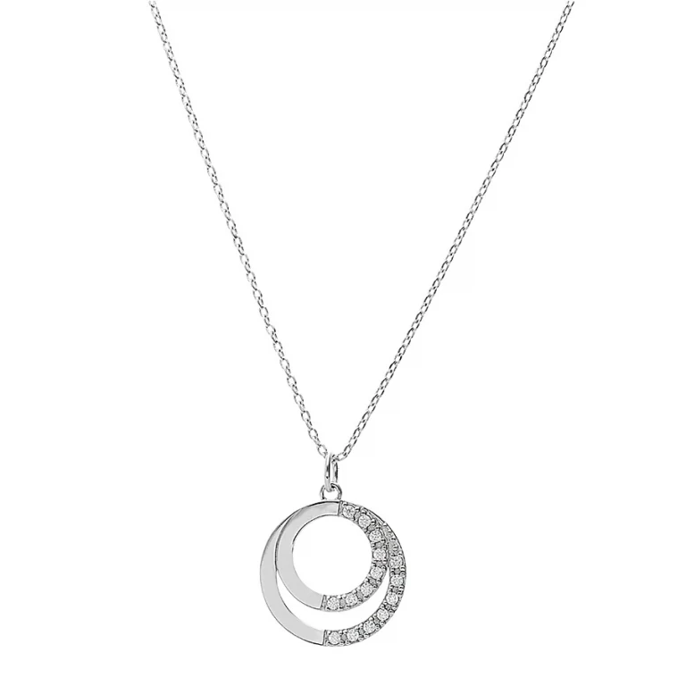 Collier double cercle oxydes blancs – Argent 925 rhodié | Azuline