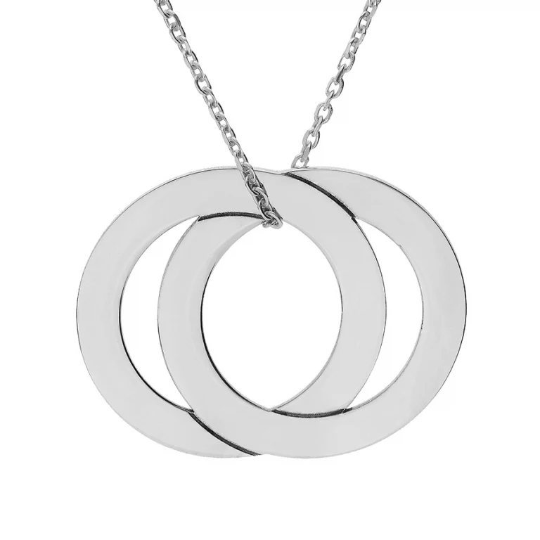 Collier 2 anneaux fixes à graver – Argent 925 rhodié | Azuline