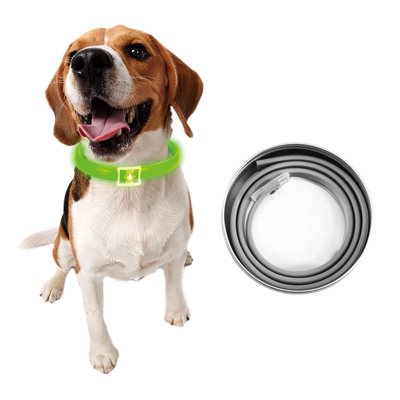 DEWEL-Leuchtendes Floh- & Zeckenhalsband für mittelgroße und große Hunde – Verstellbar 63,5 cm, Für sichere Nachtspaziergänge – 8 Monate Schutz
