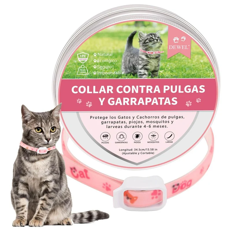 DEWEL-Floral Flea & Tick Collar–Adjustable 63.5cm for Medium & Large Dogs, Stylish Pet Decoration– 8-Month Protection