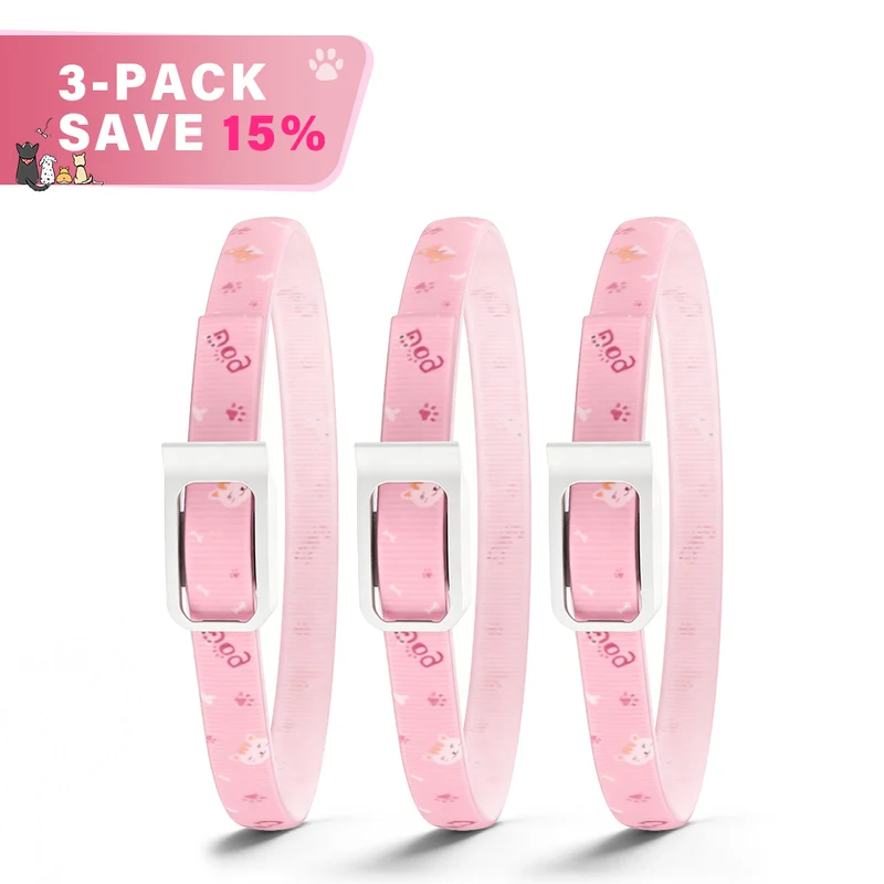 DEWEL-Floral Flea & Tick Collar–Adjustable 63.5cm for Medium & Large Dogs, Stylish Pet Decoration– 8-Month Protection
