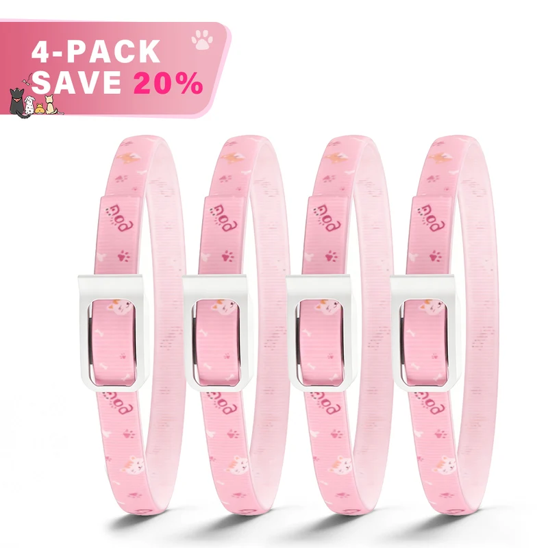 DEWEL-Floral Flea & Tick Collar–Adjustable 63.5cm for Medium & Large Dogs, Stylish Pet Decoration– 8-Month Protection