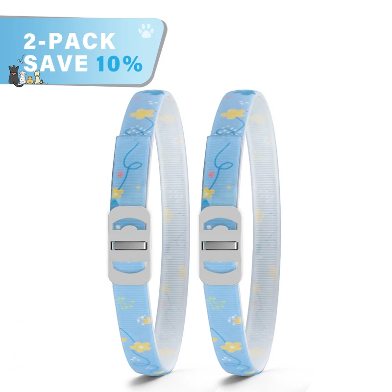 DEWEL-Floral Flea & Tick Collar–Adjustable 63.5cm for Medium & Large Dogs, Stylish Pet Decoration– 8-Month Protection