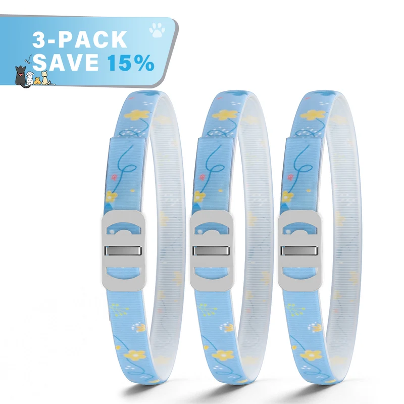 DEWEL-Floral Flea & Tick Collar–Adjustable 63.5cm for Medium & Large Dogs, Stylish Pet Decoration– 8-Month Protection