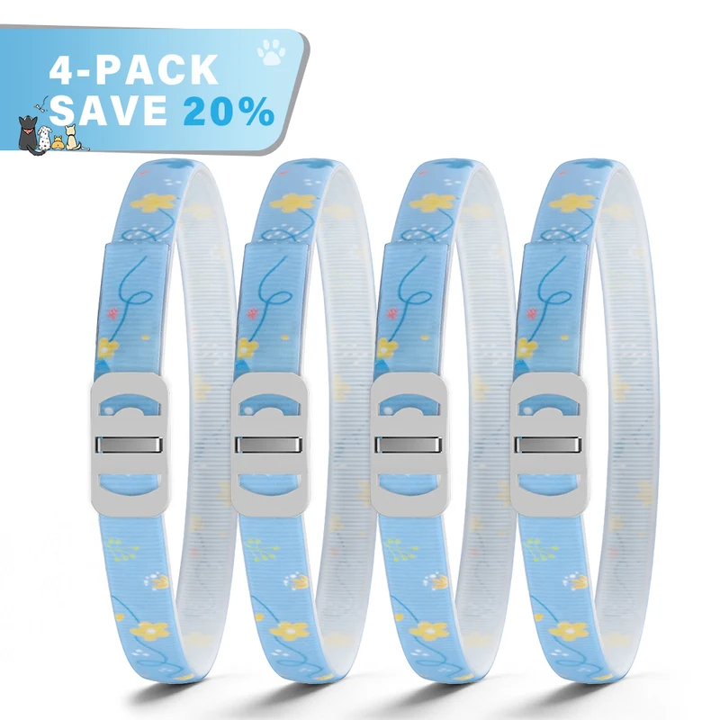 DEWEL-Floral Flea & Tick Collar–Adjustable 63.5cm for Medium & Large Dogs, Stylish Pet Decoration– 8-Month Protection