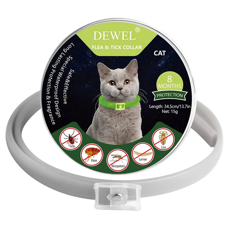 DEWEL-Luminous Flea & Tick Collar –Adjustable 63.5cm for Medium & Large Dogs, Night Safety – 8-Month Protection