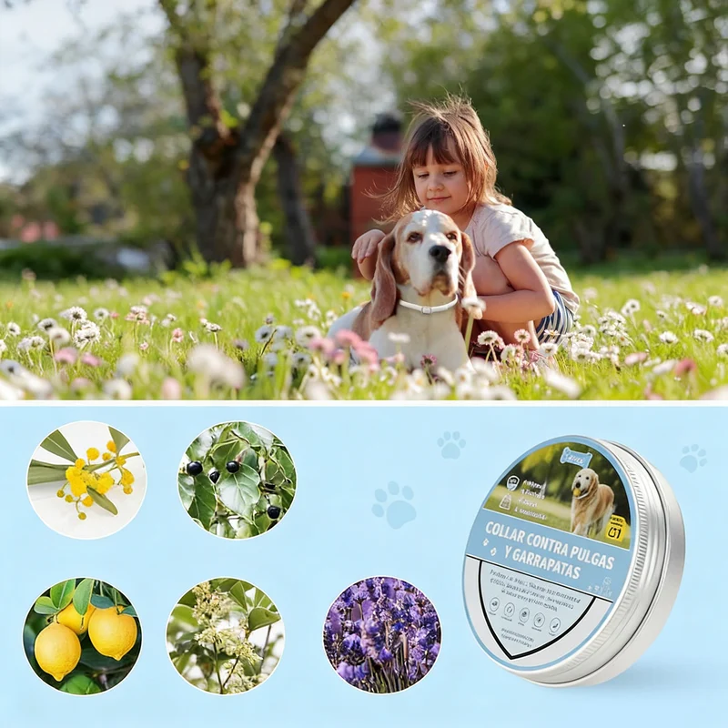 DEWEL-Daily Flea & Tick Collar White-Adjustable 63.5cm for Medium & Large Dogs, City Strolls – 8-Month Protection