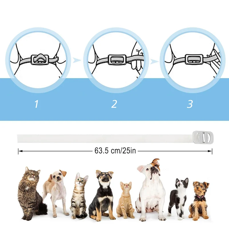 DEWEL-Daily Flea & Tick Collar White-Adjustable 63.5cm for Medium & Large Dogs, City Strolls – 8-Month Protection