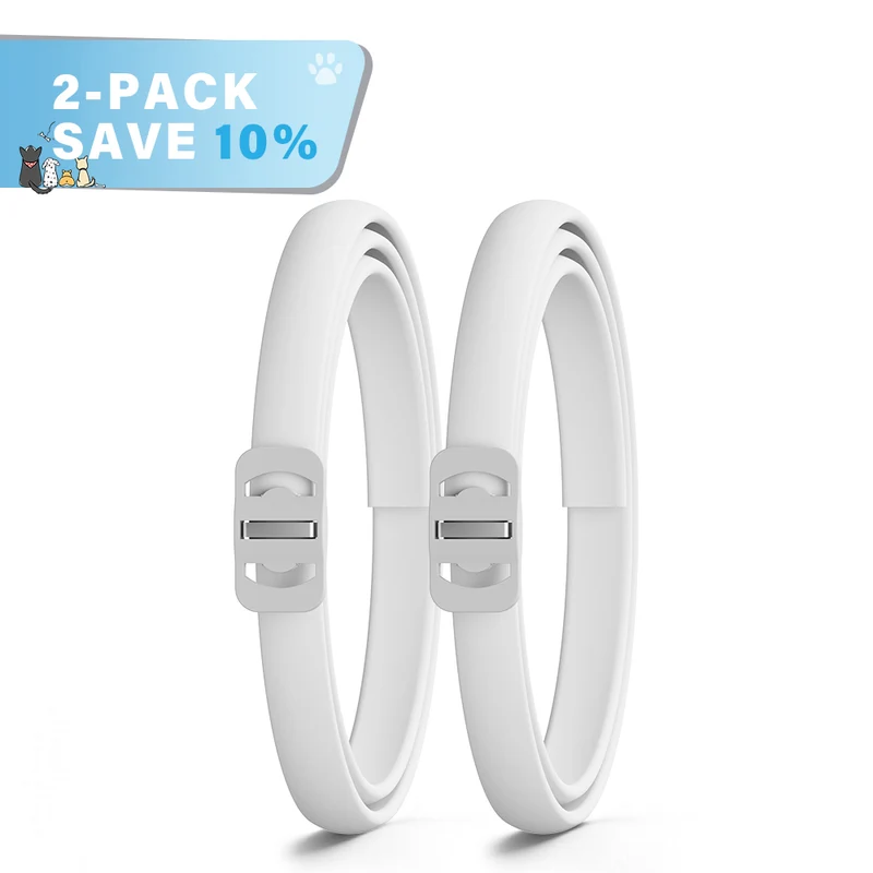 DEWEL-Daily Flea & Tick Collar White-Adjustable 63.5cm for Medium & Large Dogs, City Strolls – 8-Month Protection