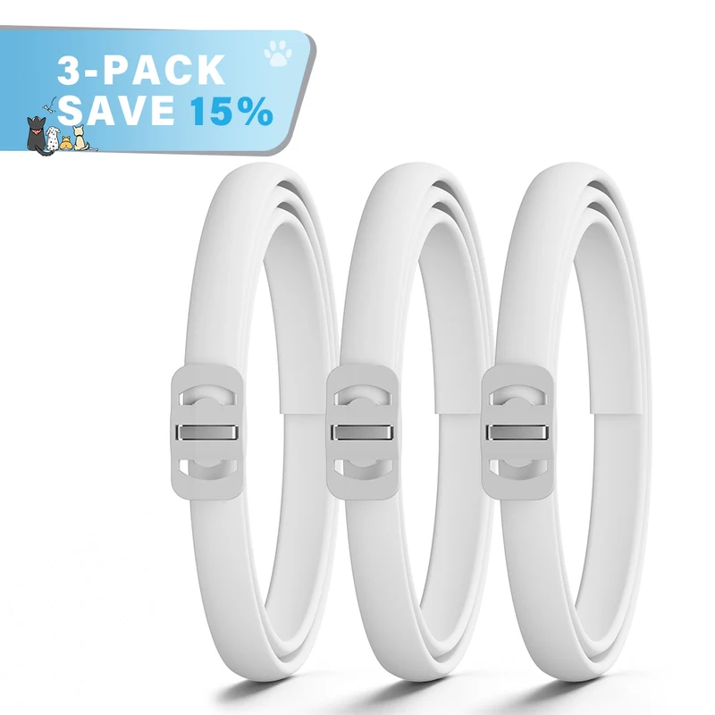 DEWEL-Daily Flea & Tick Collar White-Adjustable 63.5cm for Medium & Large Dogs, City Strolls – 8-Month Protection