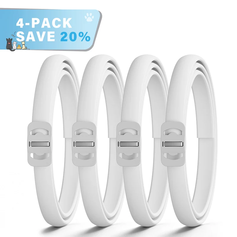 DEWEL-Daily Flea & Tick Collar White-Adjustable 63.5cm for Medium & Large Dogs, City Strolls – 8-Month Protection