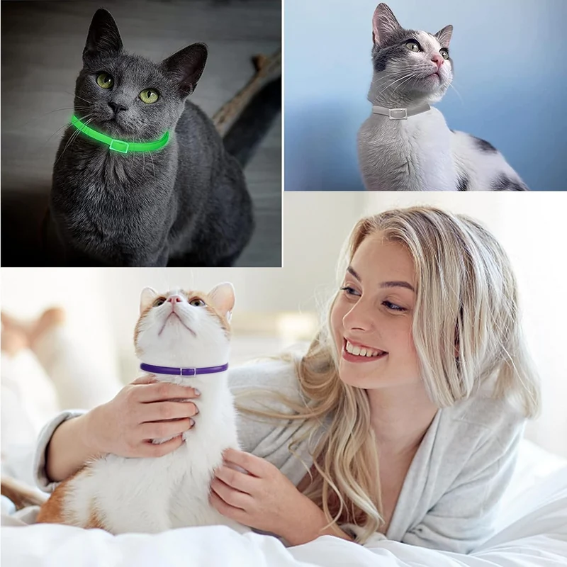 DEWEL-Multi-Style Flea & Tick Collar Set–Adjustable 34.5cm for Cats&Small Dogs, Daily, Camping & Night Safety-8-Month Protection (3/4 Pack)