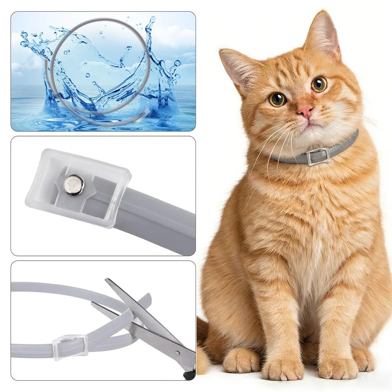 DEWEL-Multi-Style Flea & Tick Collar Set–Adjustable 34.5cm for Cats&Small Dogs, Daily, Camping & Night Safety-8-Month Protection (3/4 Pack)