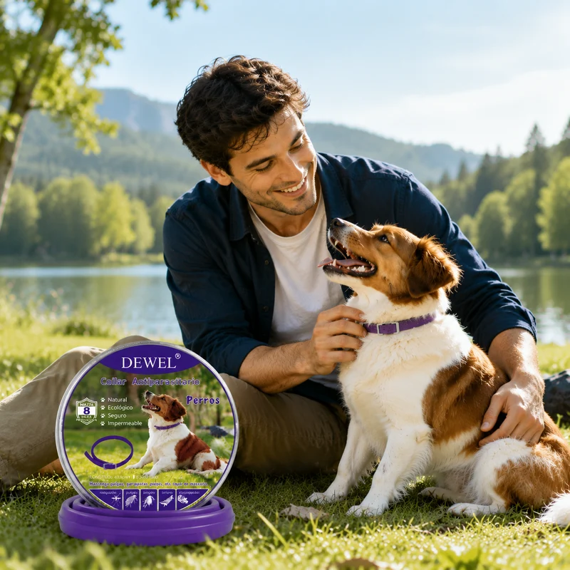 DEWEL-Outdoor Plus Flea & Tick Collar-Adjustable 63.5cm for Medium & Large Dogs, Forest Adventures– 8-Month Protection