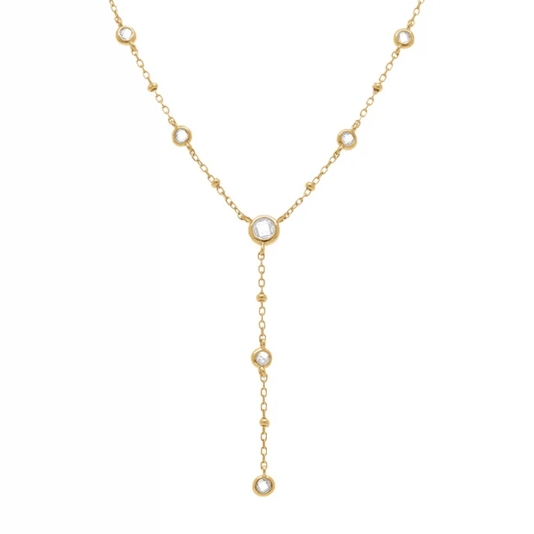 Collier cravate oxydes blancs – Argent 925 doré | Azuline