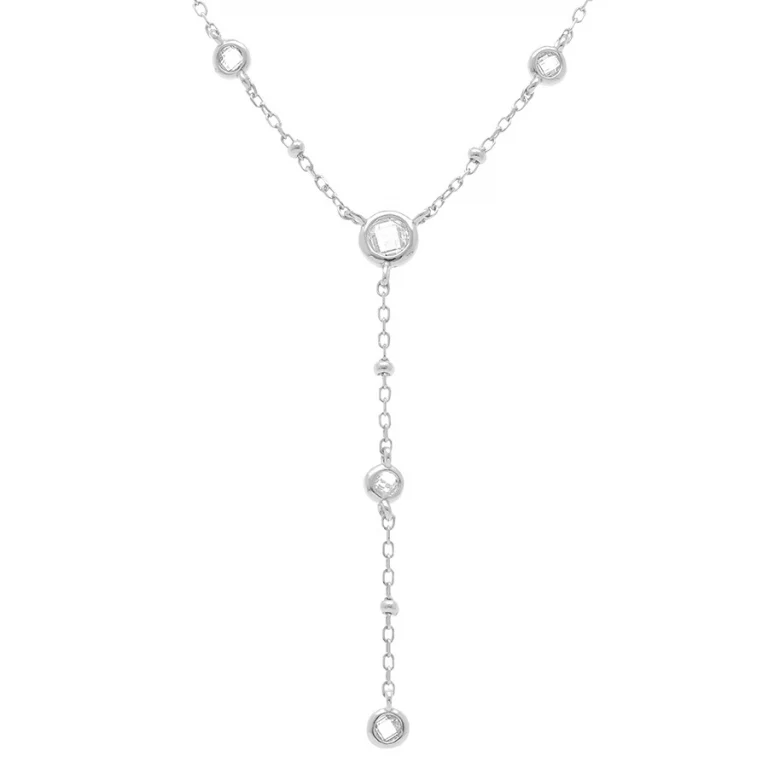 Collier forme cravate oxydes blancs – Argent 925 rhodié | Azuline