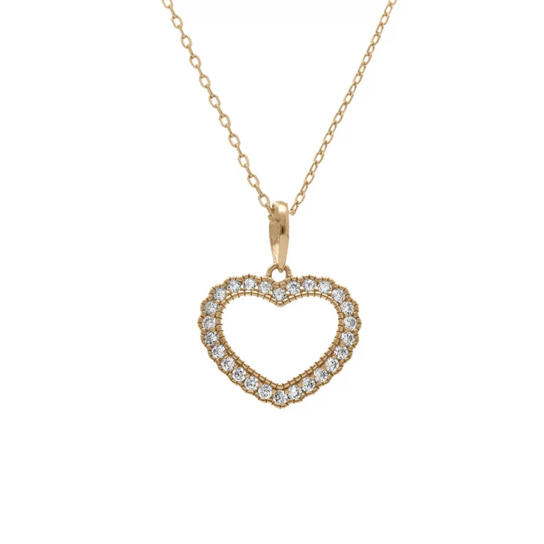 Collier cœur contour oxydes blancs – Argent 925 doré | Azuline