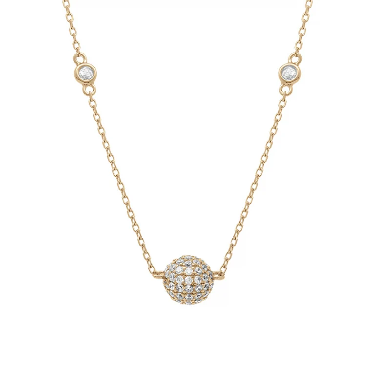 Collier boule oxydes blancs – Argent 925 doré | Azuline