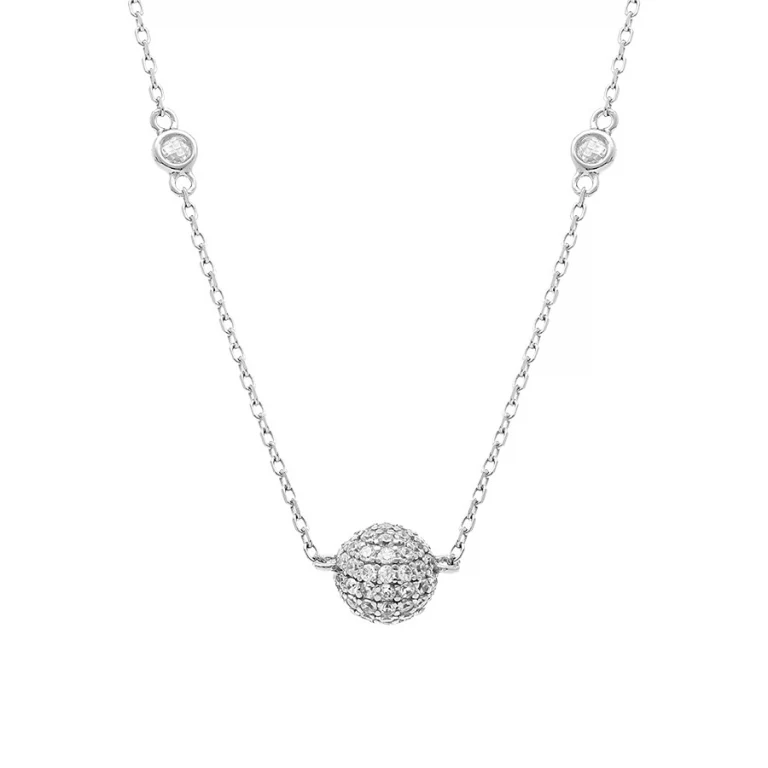 Collier boule oxydes blancs – Argent 925 rhodié | Azuline