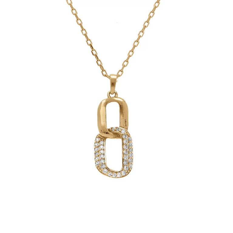 Collier double maillon oxydes blancs – Argent 925 doré | Azuline