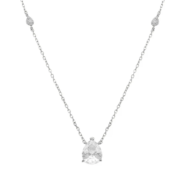 Collier goutte oxydes blancs – Argent 925 rhodié | Azuline