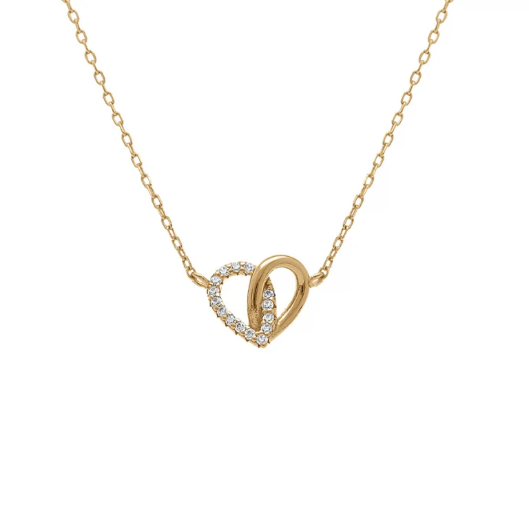Collier cœur entrelacé oxydes blancs – Argent 925 doré | Azuline
