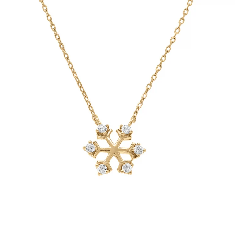 Collier flocon de neige oxydes blancs – Argent 925 doré | Azuline