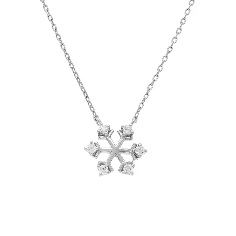 Collier flocon de neige oxydes blancs – Argent 925 rhodié | Azuline