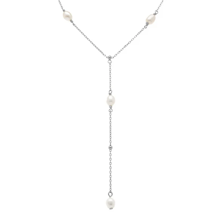 Collier forme cravate perles de culture – Argent 925 rhodié | Azuline