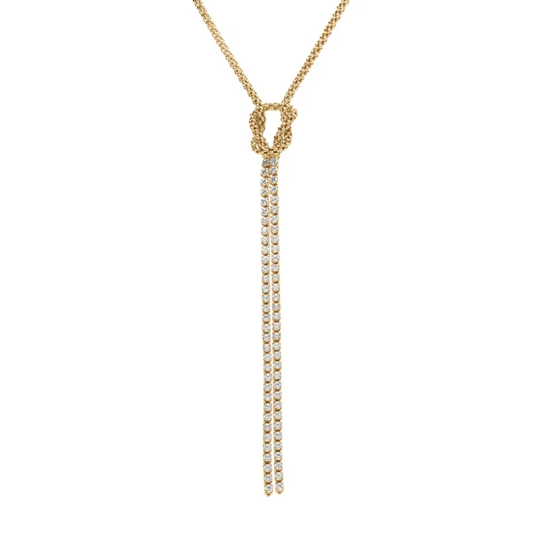 Collier nœud oxydes blancs – Argent 925 doré | Azuline