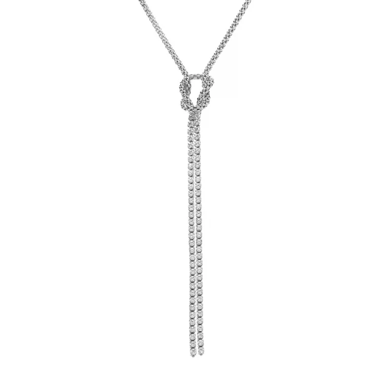 Collier forme cravate oxydes blancs sertis tennis – Argent 925 rhodié | Azuline