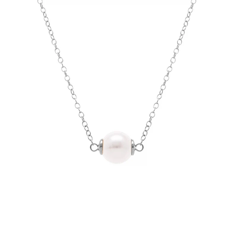 Collier perle blanche imitation – Argent 925 rhodié | Azuline