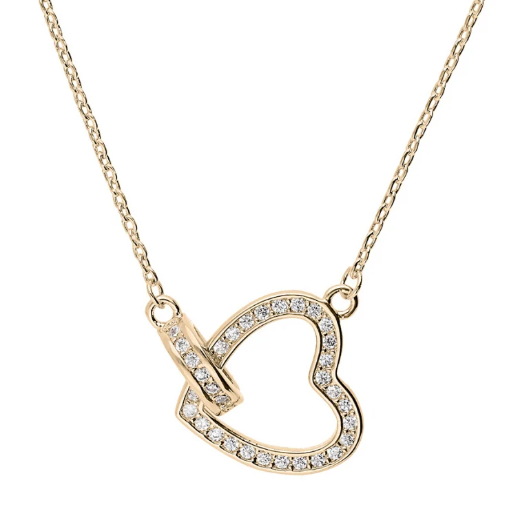 Collier cœur contour serti à nœud – Plaqué or | Azuline