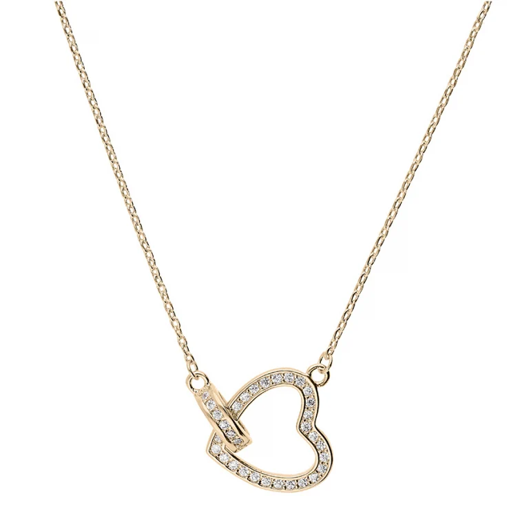 Collier cœur contour serti à nœud – Plaqué or | Azuline