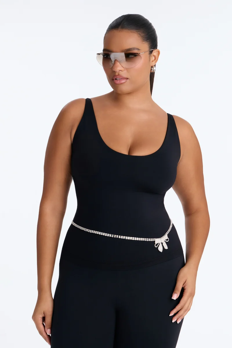 Tied in Glam Rhinestone Chain Belt - Silver