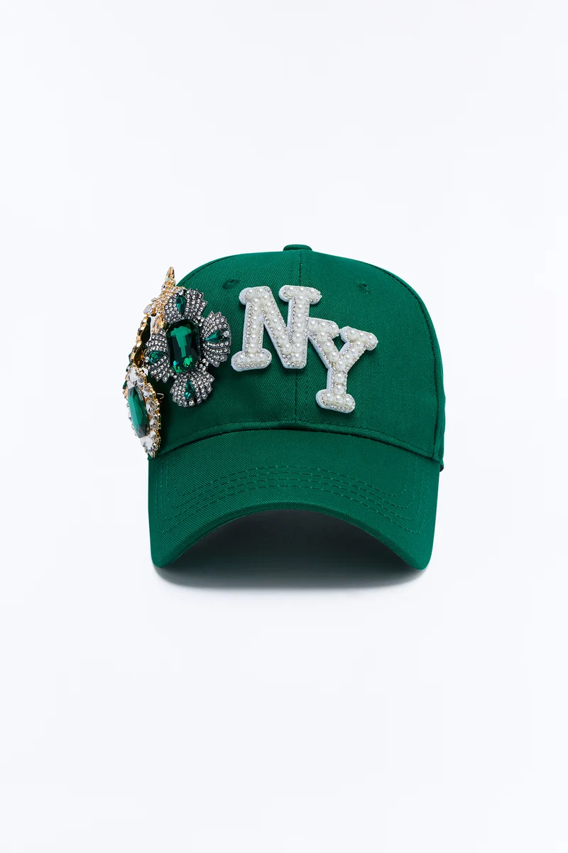 Much Love NY Jeweled Baseball Hat - Green