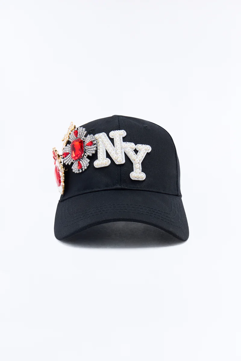 Much Love NY Jeweled Baseball Hat - Black