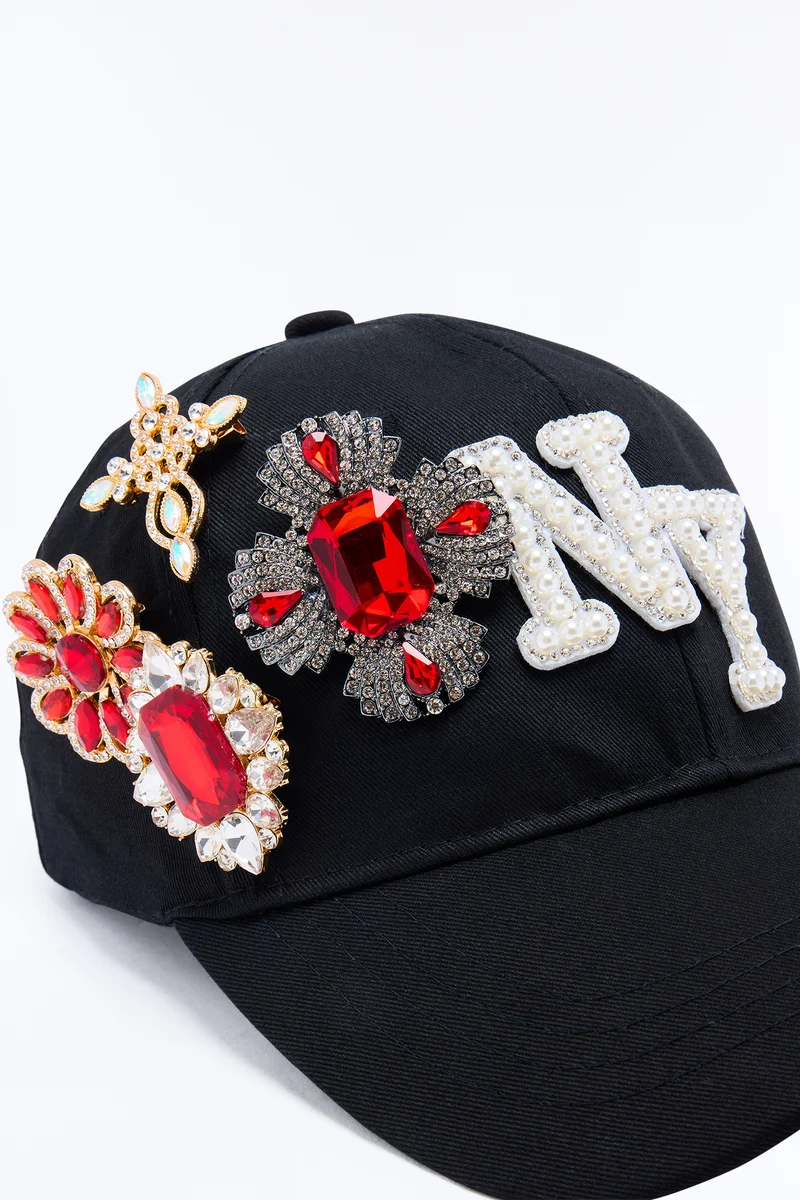 Much Love NY Jeweled Baseball Hat - Black