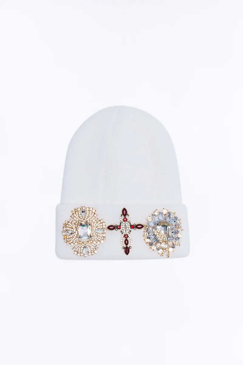 Everfaith Embellished Beanie - Ivory