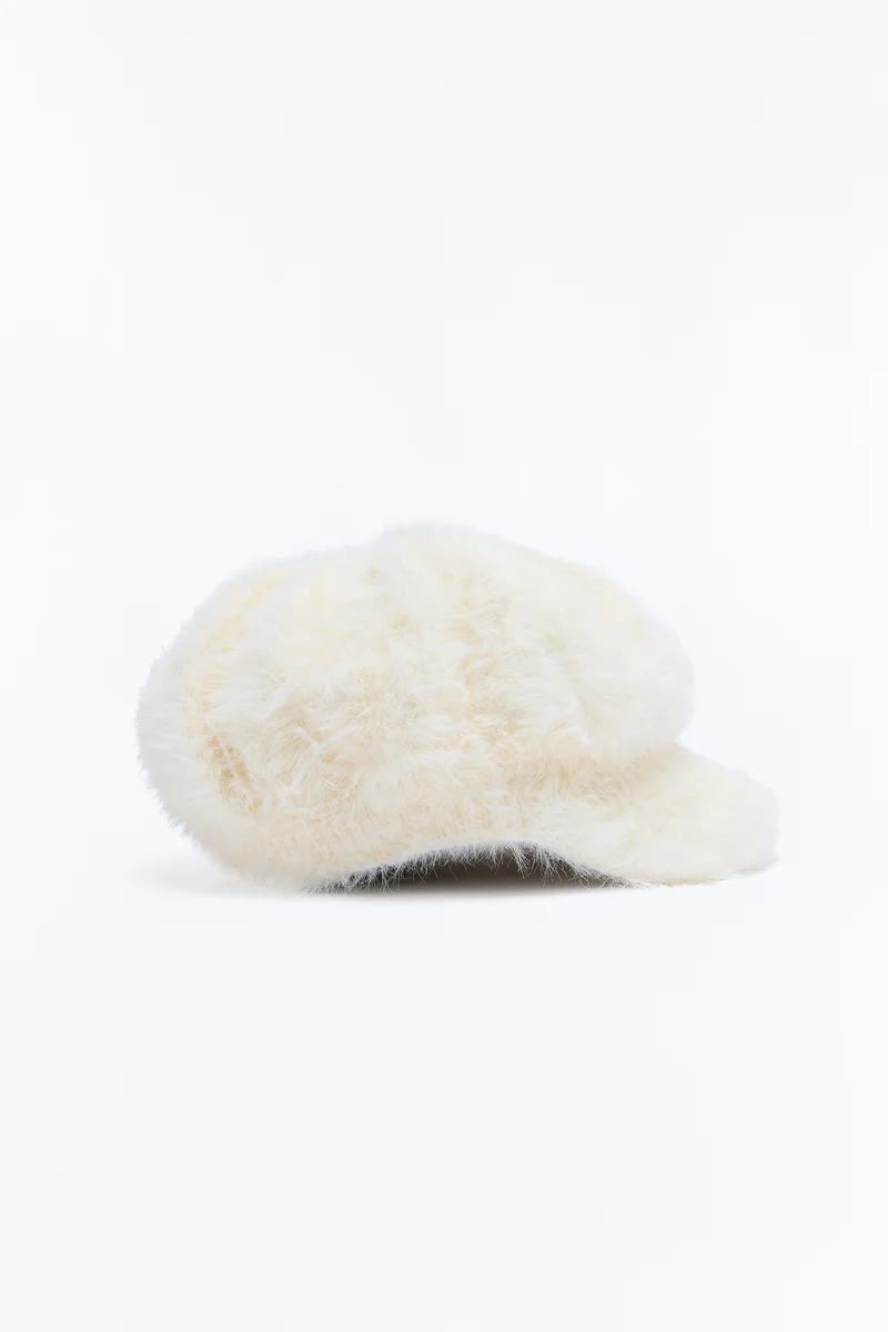Newsboy Fever Faux Fur Cabbie Hat - Ivory