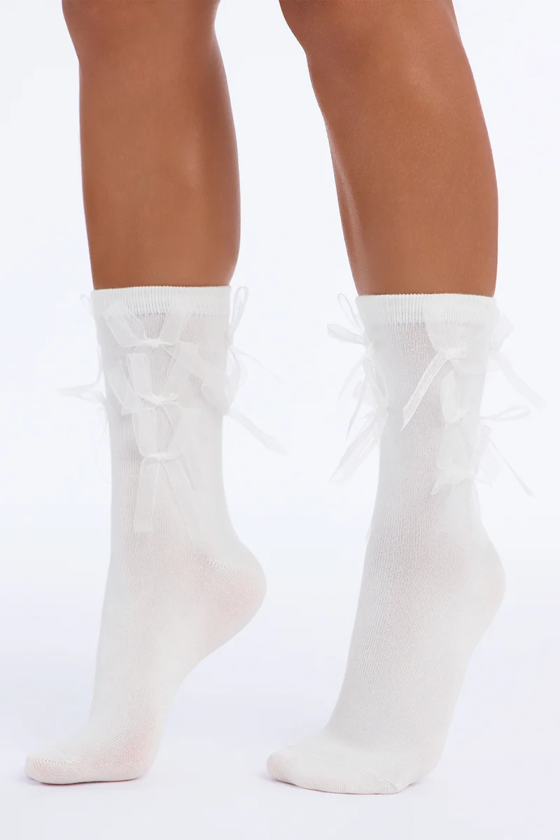 Bowtiful Time Novelty Sock - White