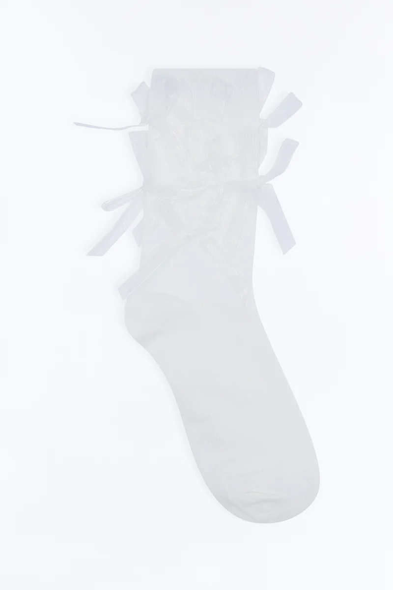 Bowtiful Time Novelty Sock - White