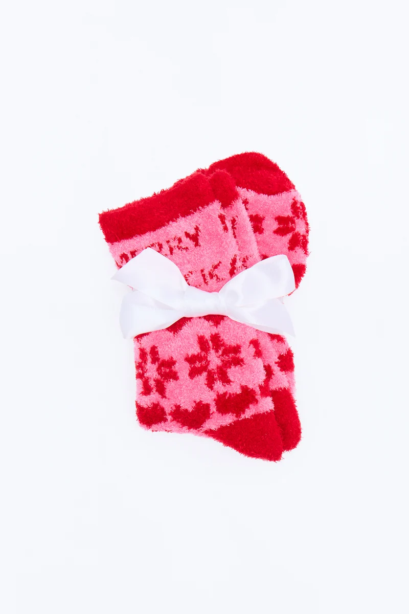 Merry As Fuck Cozy Socks - Red/combo