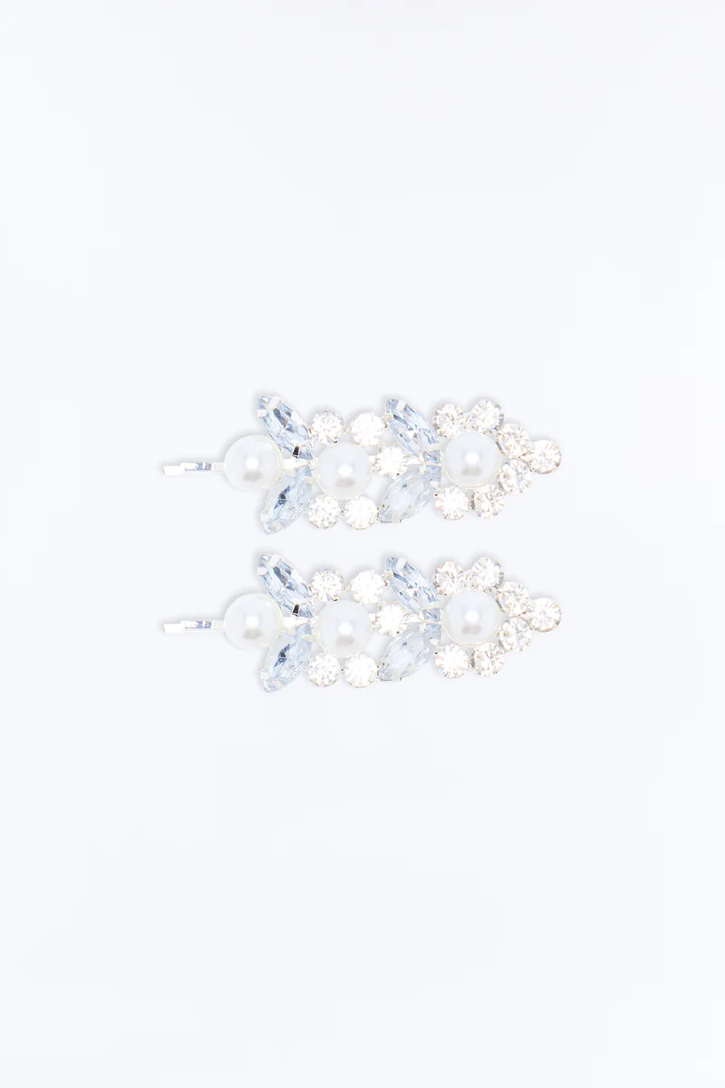 Princess Moment 2 Piece Hair Clip Set - Silver
