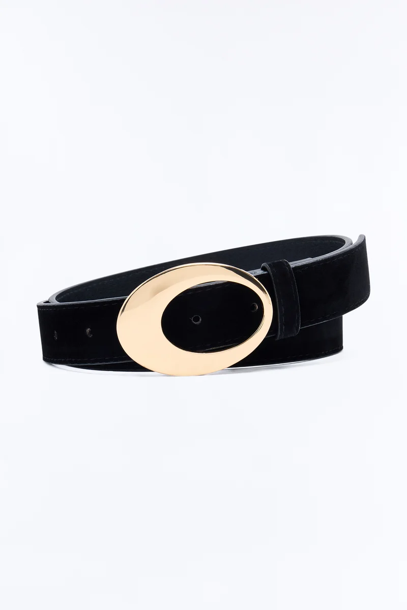 Around Her Waist Faux Leather Wide Belt - Black