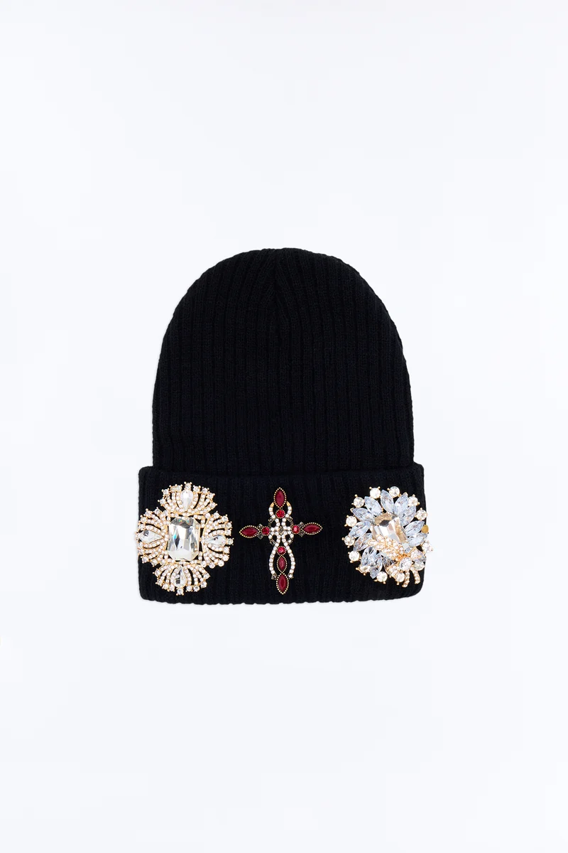 Everfaith Embellished Beanie - Black