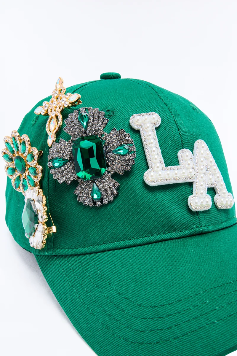 Much Love LA Jeweled Baseball Hat - Green